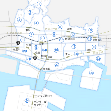 東灘区の地図