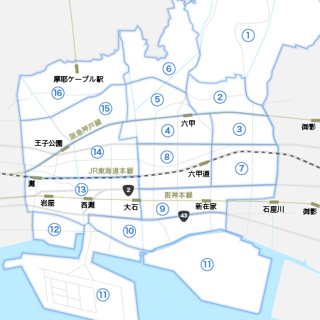 神戸市灘区の地図