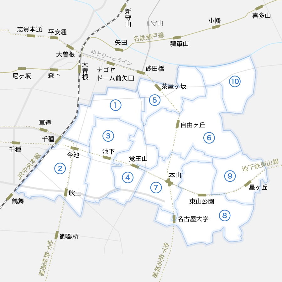 名古屋市千種区の地図