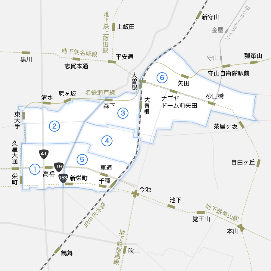 名古屋市東区の地図