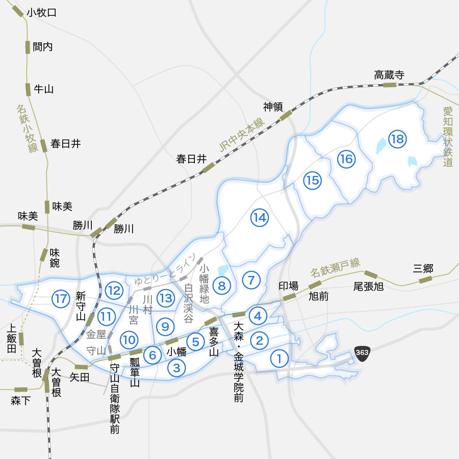 名古屋市守山区の地図