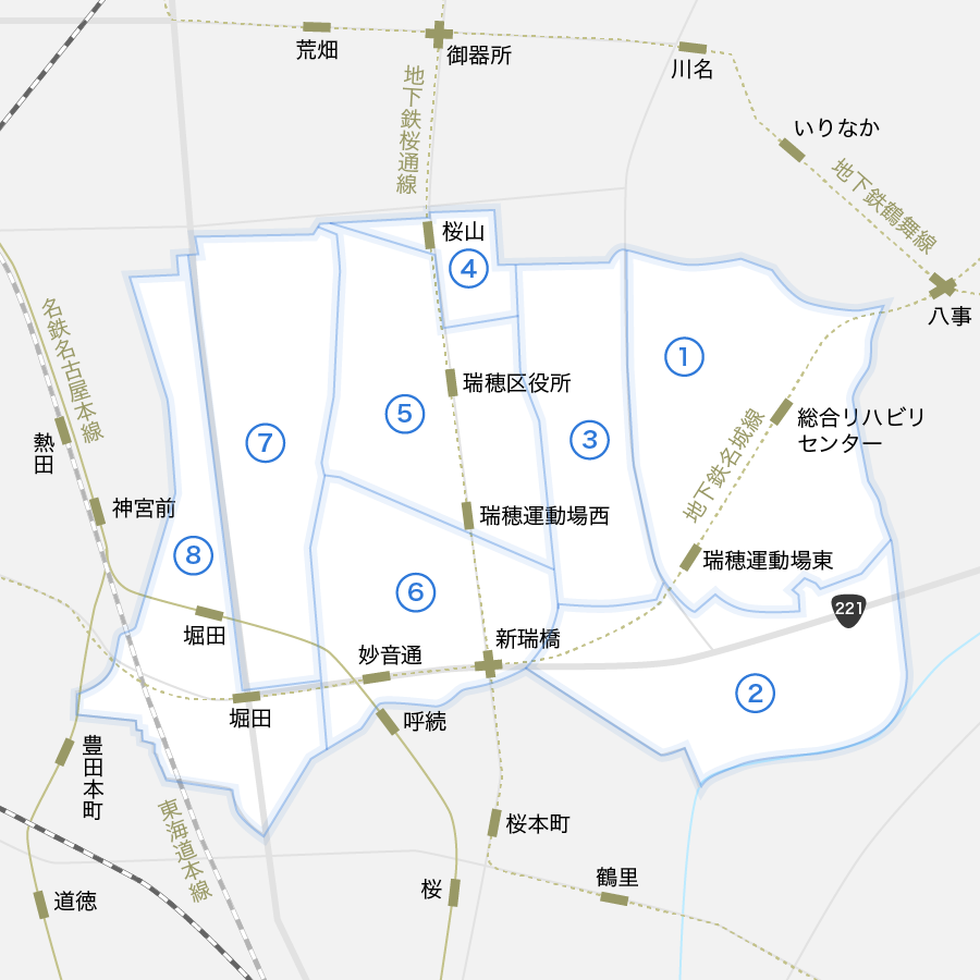 名古屋市瑞穂区の地図