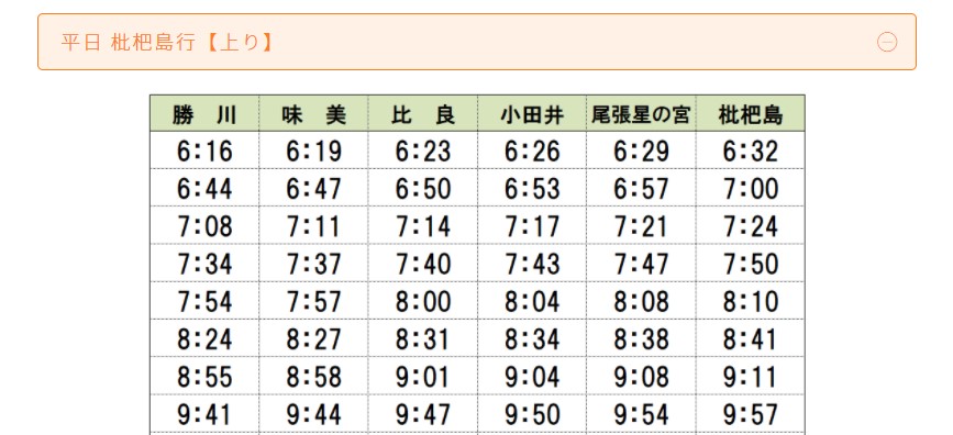 小田井駅時刻表