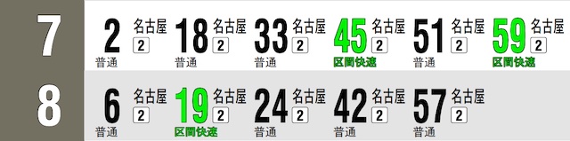 蟹江駅時刻表