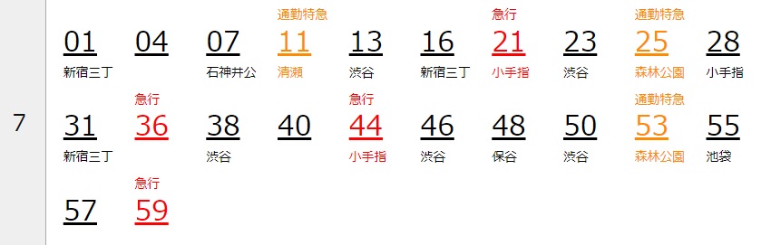 中目黒駅時刻表