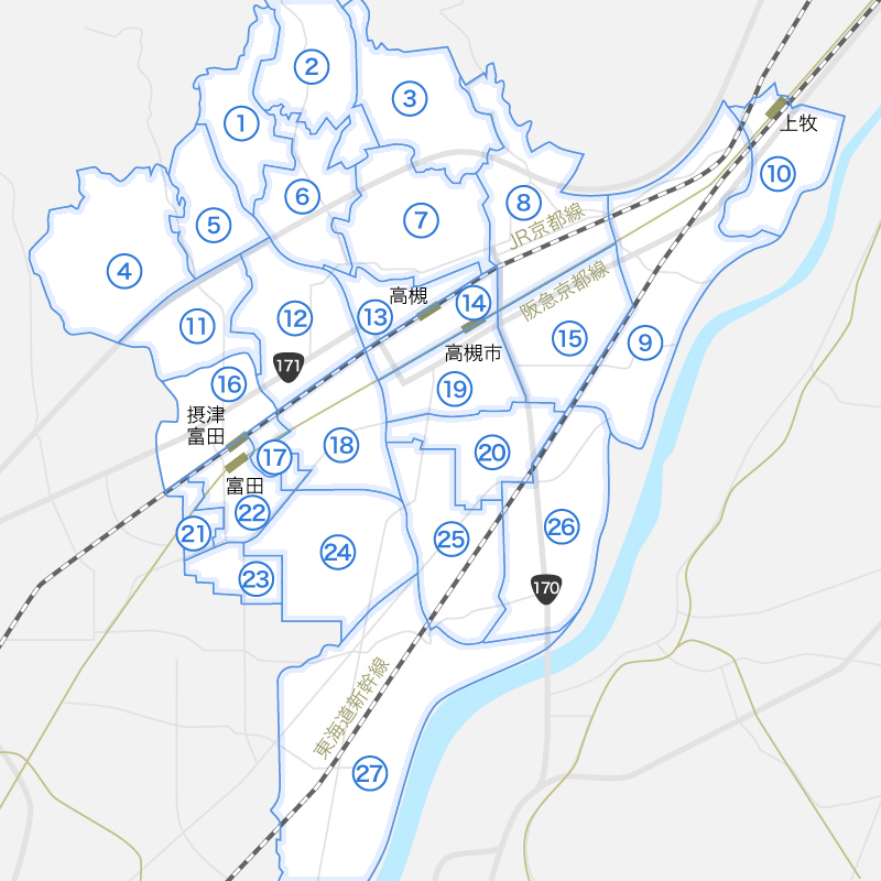 高槻市の地図