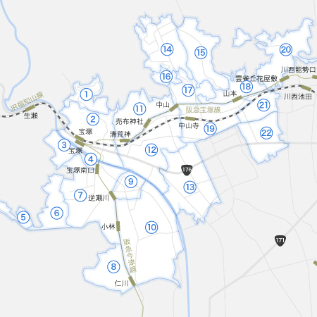 宝塚市の地図