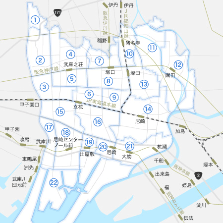 尼崎市の地図