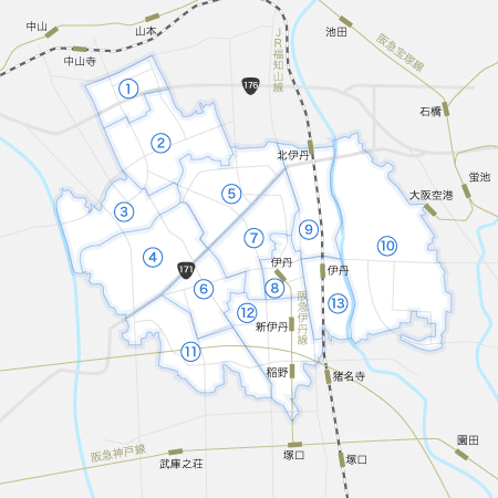 伊丹市の地図