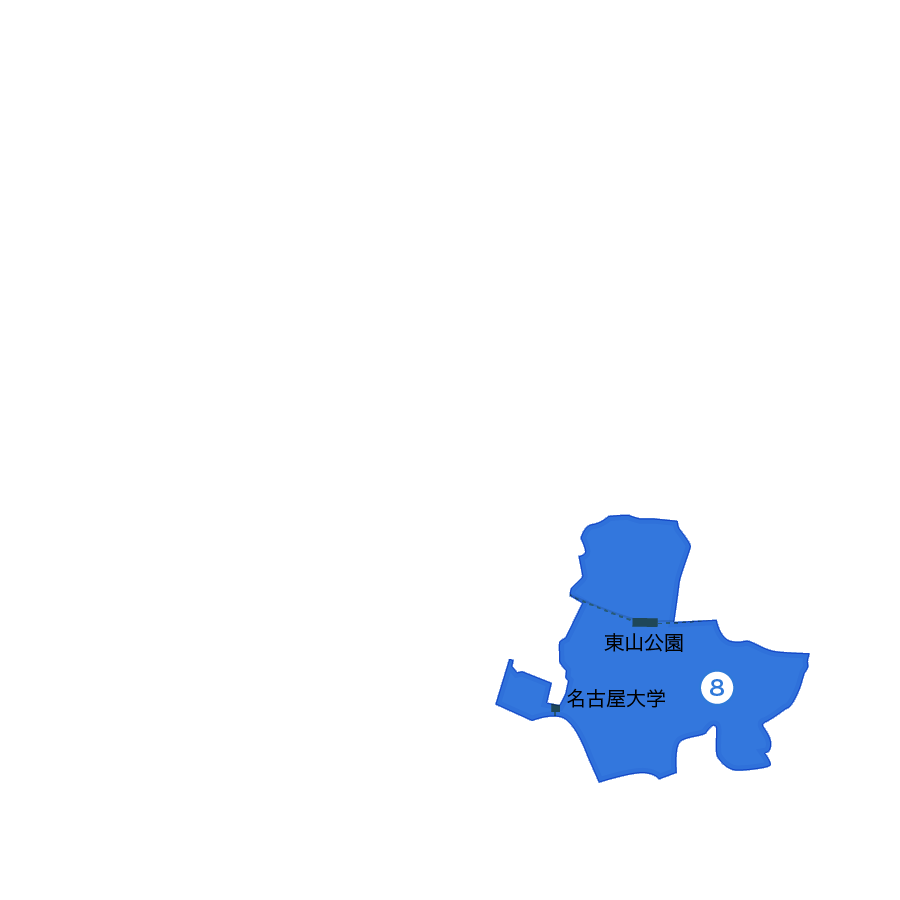 名古屋市千種区東山公園駅周辺エリアの地図