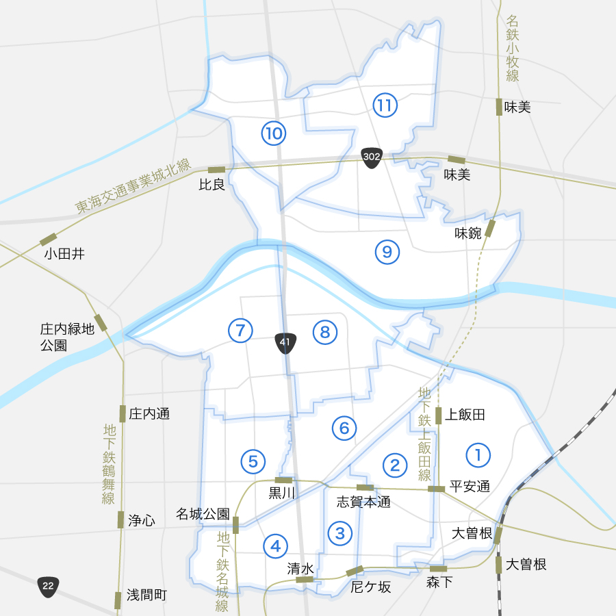 名古屋市北区の地図