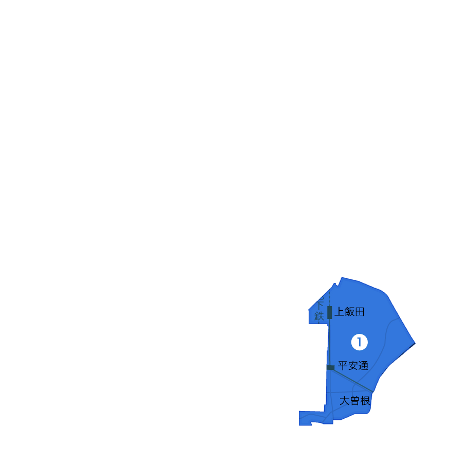 名古屋市北区大曽根駅北西側エリアの地図