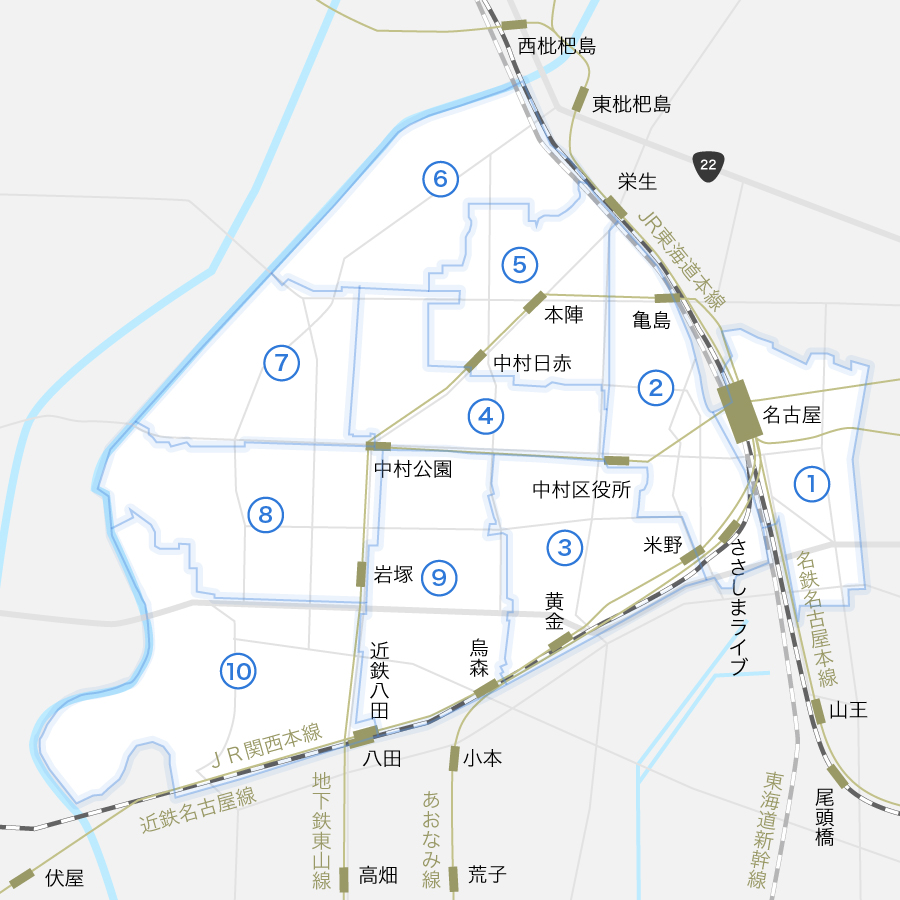 名古屋市中村区の地図