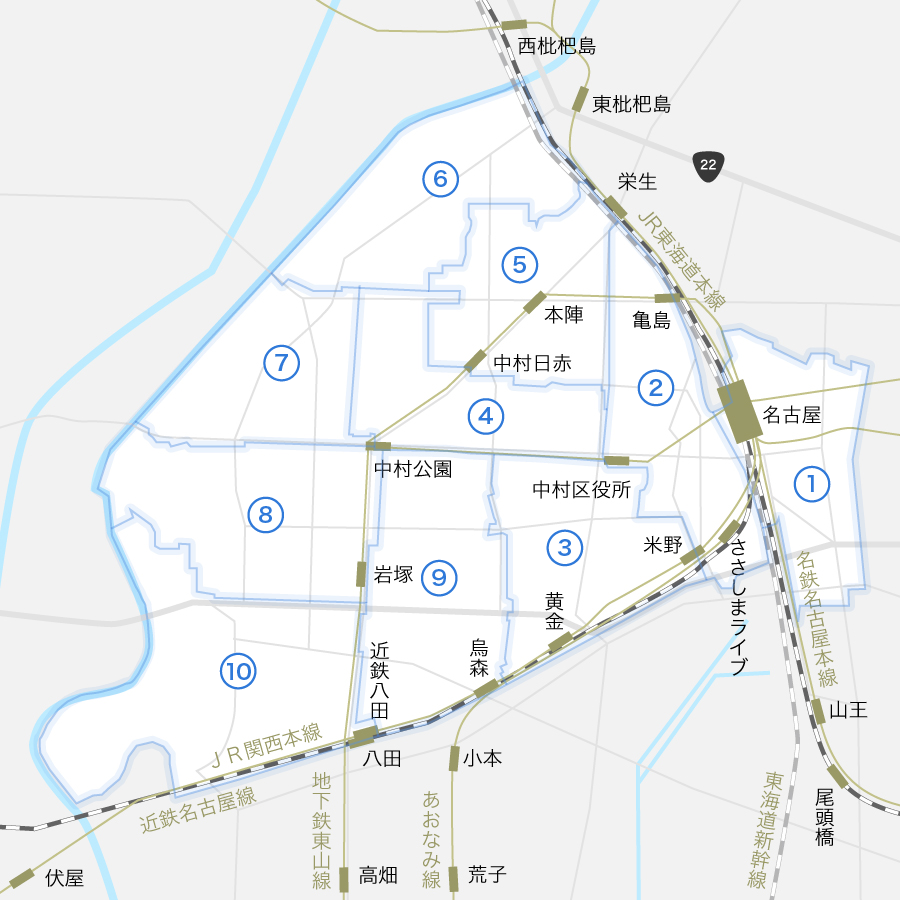 中村区の地図