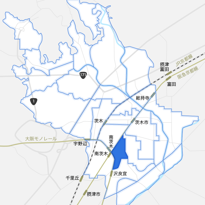 阪急南茨木駅北東側エリアのイメージマップ