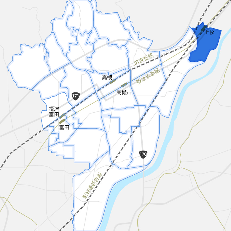 阪急上牧駅周辺エリアのイメージマップ