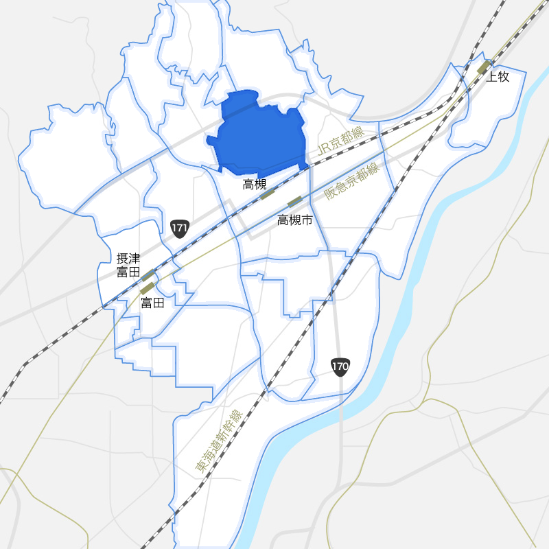 真上町・古曽部町周辺エリアのイメージマップ