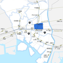 西宮北口駅以南エリアのイメージマップ