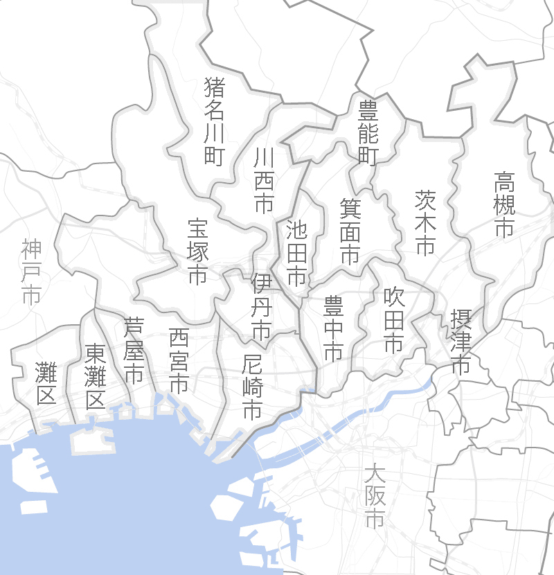阪神間,北摂のエリア地図